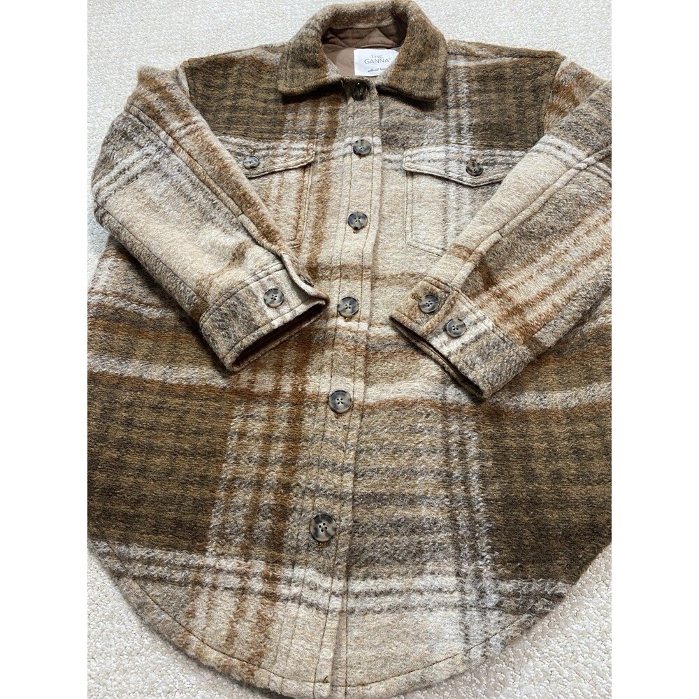 Wilfred Free Aritzia The Ganna Womens Wool Plaid Shacket Jacket M Oversized - Picture 15 of 16